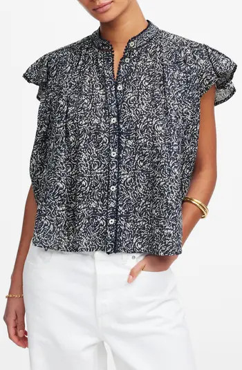 Madewell Floral Shirred Lace Trim Top | Nordstromrack | Nordstrom Rack