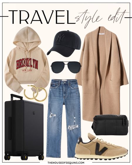 Shop this travel outfit! Amazon Fashion graphic hoodie, coatigan, belt bag, puffer bag, Veja Rio Branco, carry on luggage. 

Follow my shop @thehouseofsequins on the @shop.LTK app to shop this post and get my exclusive app-only content!

#liketkit 
@shop.ltk
https://liketk.it/3Z9wZ

#LTKFind #LTKstyletip #LTKtravel