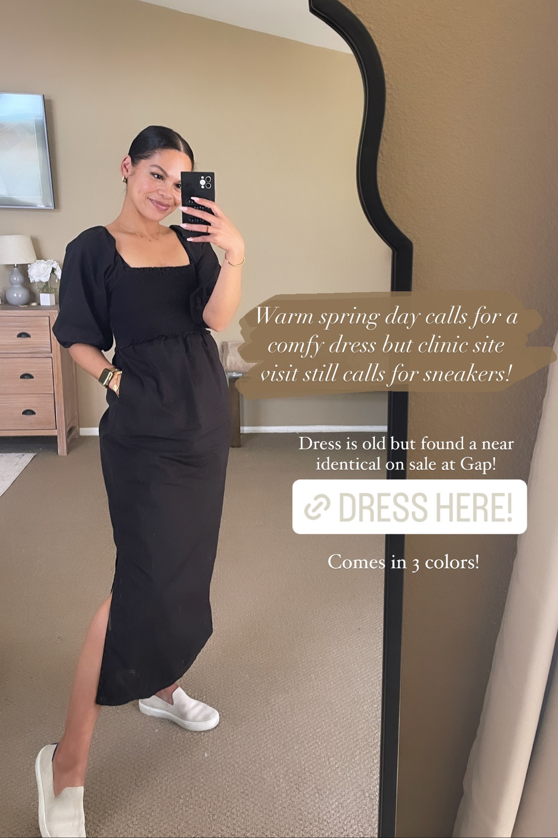 Casual spring dress - linen smocked midi with puff sleeves. Near identical linked that comes in three colors and on major sale now! 

#LTKunder50 #LTKFind #LTKSeasonal