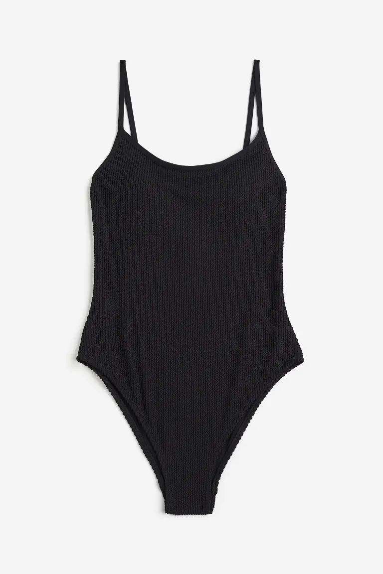 Padded-cup High-leg swimsuit - Black - Ladies | H&M GB | H&M (UK, MY, IN, SG, PH, TW, HK)