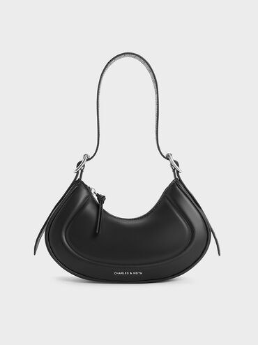 Petra Grommet-Strap Curved Shoulder Bag
    
         - Noir | Charles & Keith AU