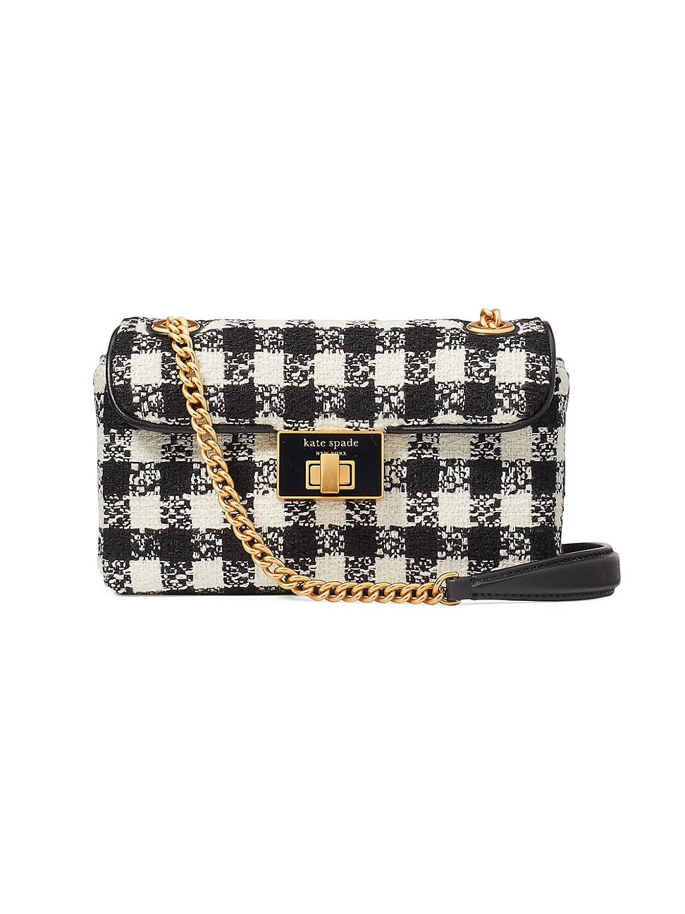Women's Evelyn Gingham Tweed Crossbody Bag - Black White | Saks Fifth Avenue