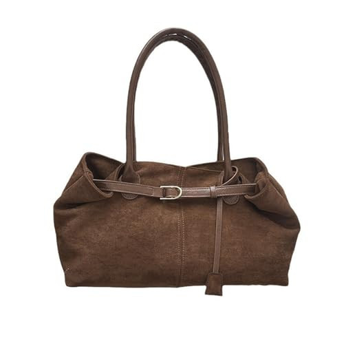 NLIEOPDA Suede Tote Bags for Women, Vintage Suede Hobo Bag, Large Capacity Handbag Slouchy Purse for Commuting Shopping. (Brown) | Amazon (US)