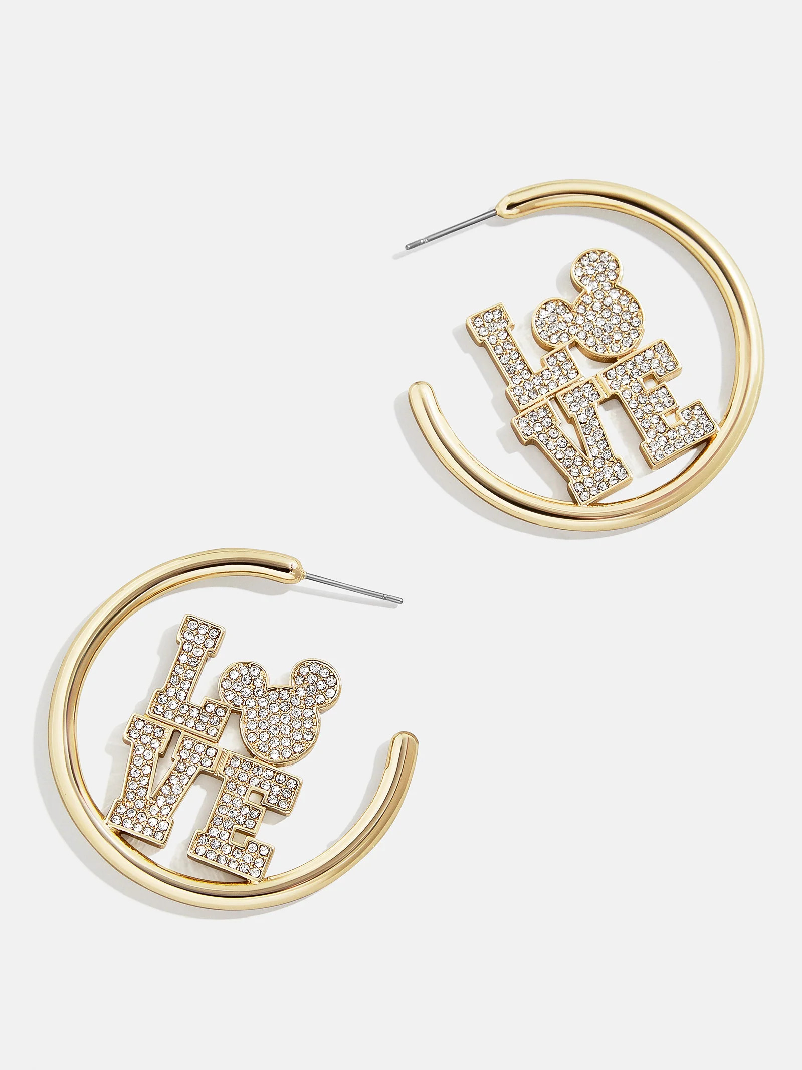 Mickey Mouse Disney Love Earring Hoops - Gold | BaubleBar (US)