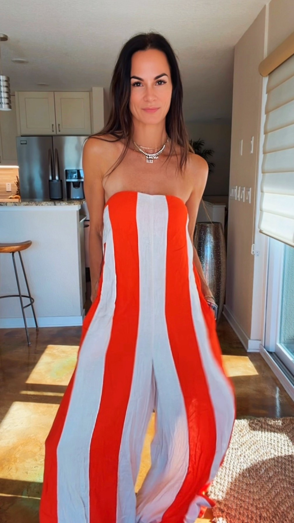 POV: You accidentally look like you spent $$$… but this romper is under $100. 🤭❤️🤍

Remember when you all completely SOLD OUT the yellow + white version? Well… she’s back in a brand new color and I might be obsessed.

The bold stripes.
The flowy fit.
The “I have my life together” energy… even if I’m just grabbing tacos. 😂

It’s one of those pieces that does all the work for you. Throw it on, add a sandal, a cute stack of jewelry, and suddenly you’re giving luxury resort without the luxury price tag.

Oh… and it comes in SO many colors, so don’t blame me if you end up wanting more than one. 😏

❤️ Under $100
✨ Comes in multiple colors
🙌 Easy, breezy, throw-on-and-go perfection

Wearing XS

#NicoleColeeStyle #SummerStyle #ResortWear #VacationOutfit #AffordableFashion

#LTKdayinmylife #LTKgrwm #LTKootd