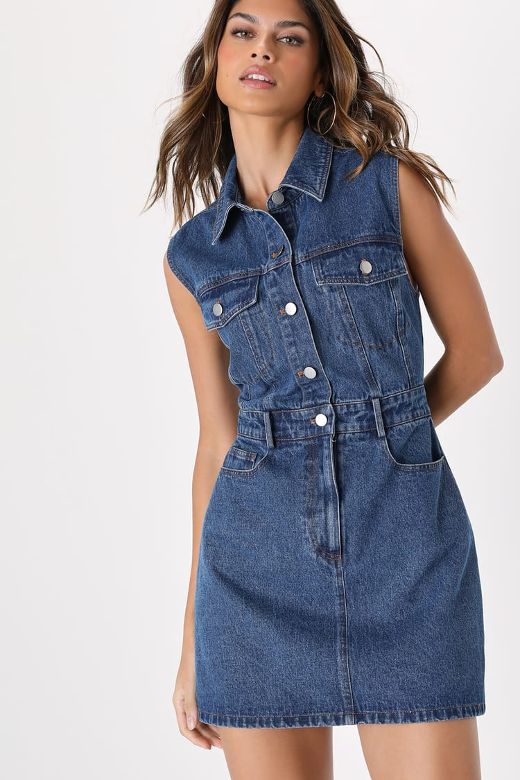 Ready to Charm Medium Wash Denim Mini Dress | Lulus