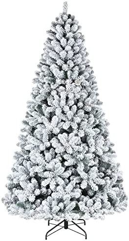 Hykolity 7.5 ft Snow Flocked Christmas Tree, Artificial Christmas Tree with Pine Cones, 1446 Tips... | Amazon (US)
