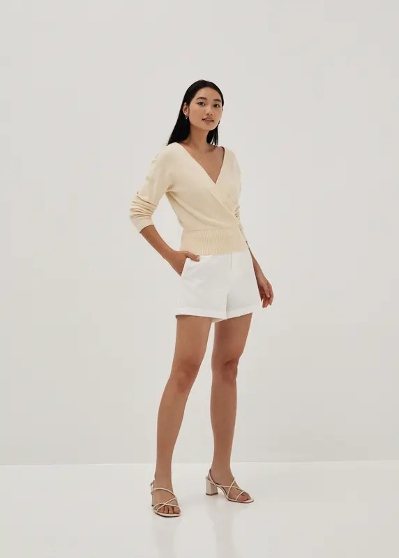 Everly Surplice Front Knit Sweater | LOVEBONITO SINGAPORE PTE LTD