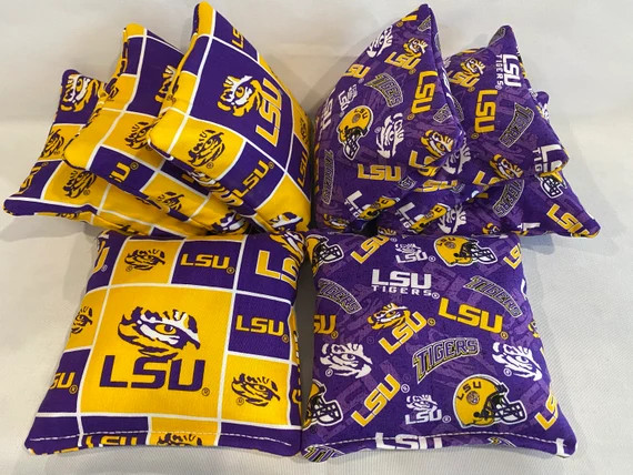 LSU TIGERS 8 Cornhole Bags Bean Toss 4 of Each Print W/duck | Etsy | Etsy (US)
