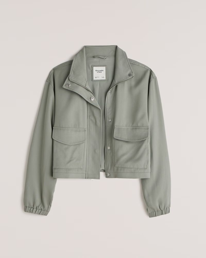 Cropped Drapey Bomber Jacket | Abercrombie & Fitch (US)