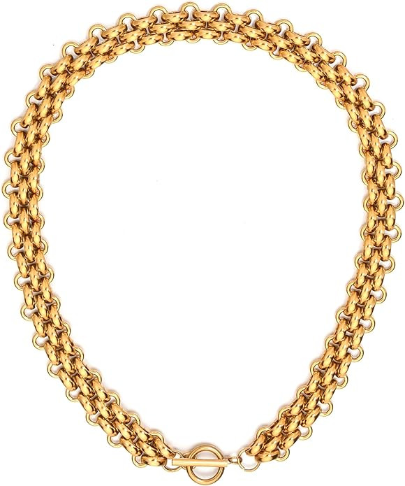 Chunky Necklaces for Women Trendy, Stainless Steel Chain Link Thick Necklaces Classic Statement T... | Amazon (US)