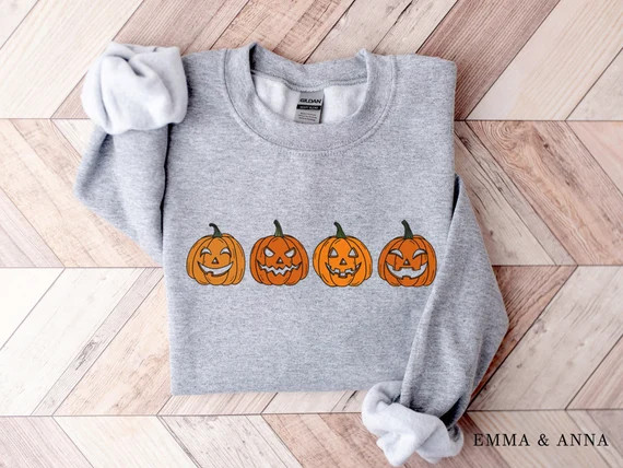Fall Crewneck Sweatshirt, Fall Shirts for Women, Halloween Sweatshirt, Pumpkin Sweatshirt, Jack-o... | Etsy (US)