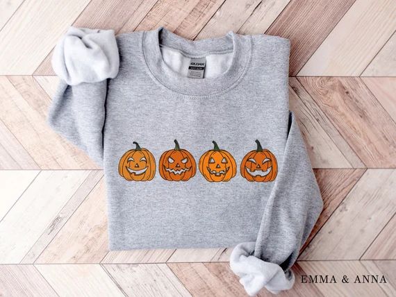 Fall Crewneck Sweatshirt, Fall Shirts for Women, Halloween Sweatshirt, Pumpkin Sweatshirt, Jack-o... | Etsy (US)