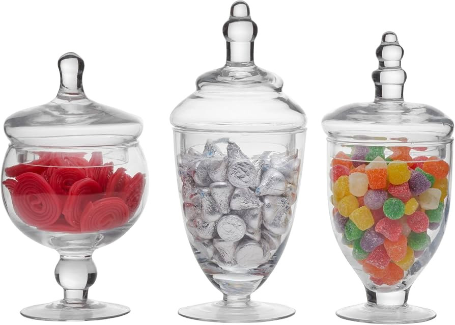 Elements Glass Apothecary Jars, Set Of 3, Clear, Wedding Decor, Candy Buffet, Bathroom Storage, T... | Amazon (US)