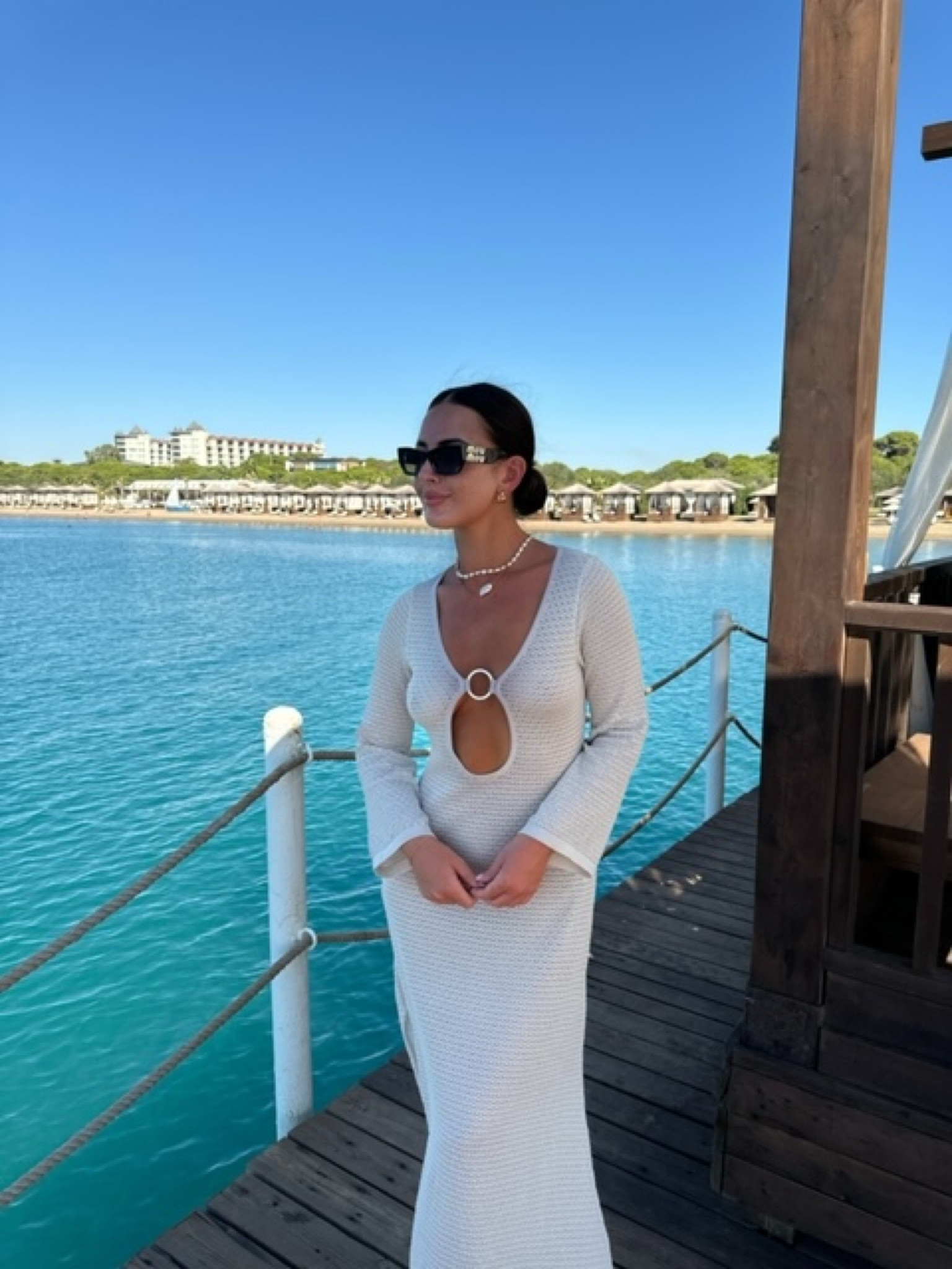 Holiday outfit, Miu Miu sunglasses, white maxi dress, knitted maxi dress, ASOS, Pretty Little Thing, beach outfit, casual style

#LTKuk #LTKautumn #FashionMonth