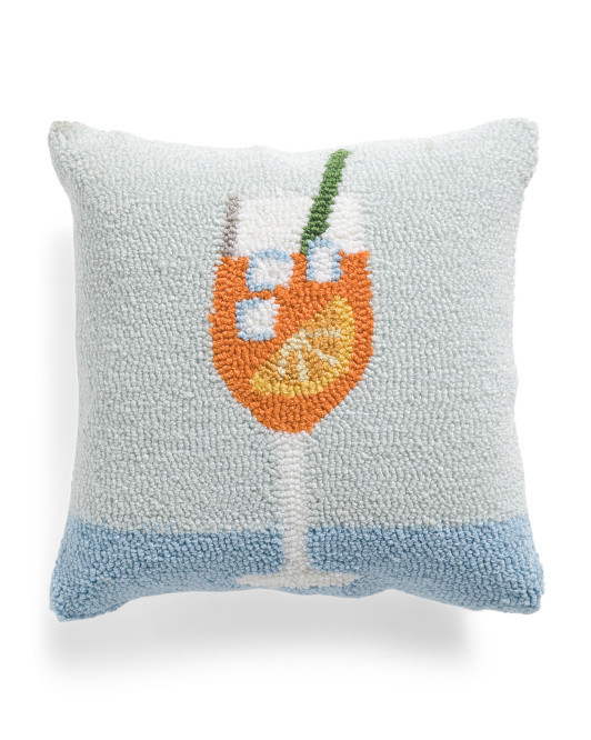 14x14 Aperol Spritz Hooked Pillow | Throw Pillows | Marshalls | Marshalls