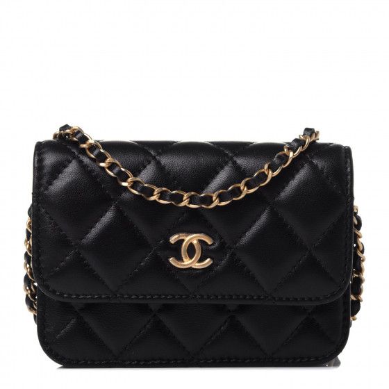 CHANEL Lambskin Quilted Pearl Crush Clutch With Chain Black | Fashionphile