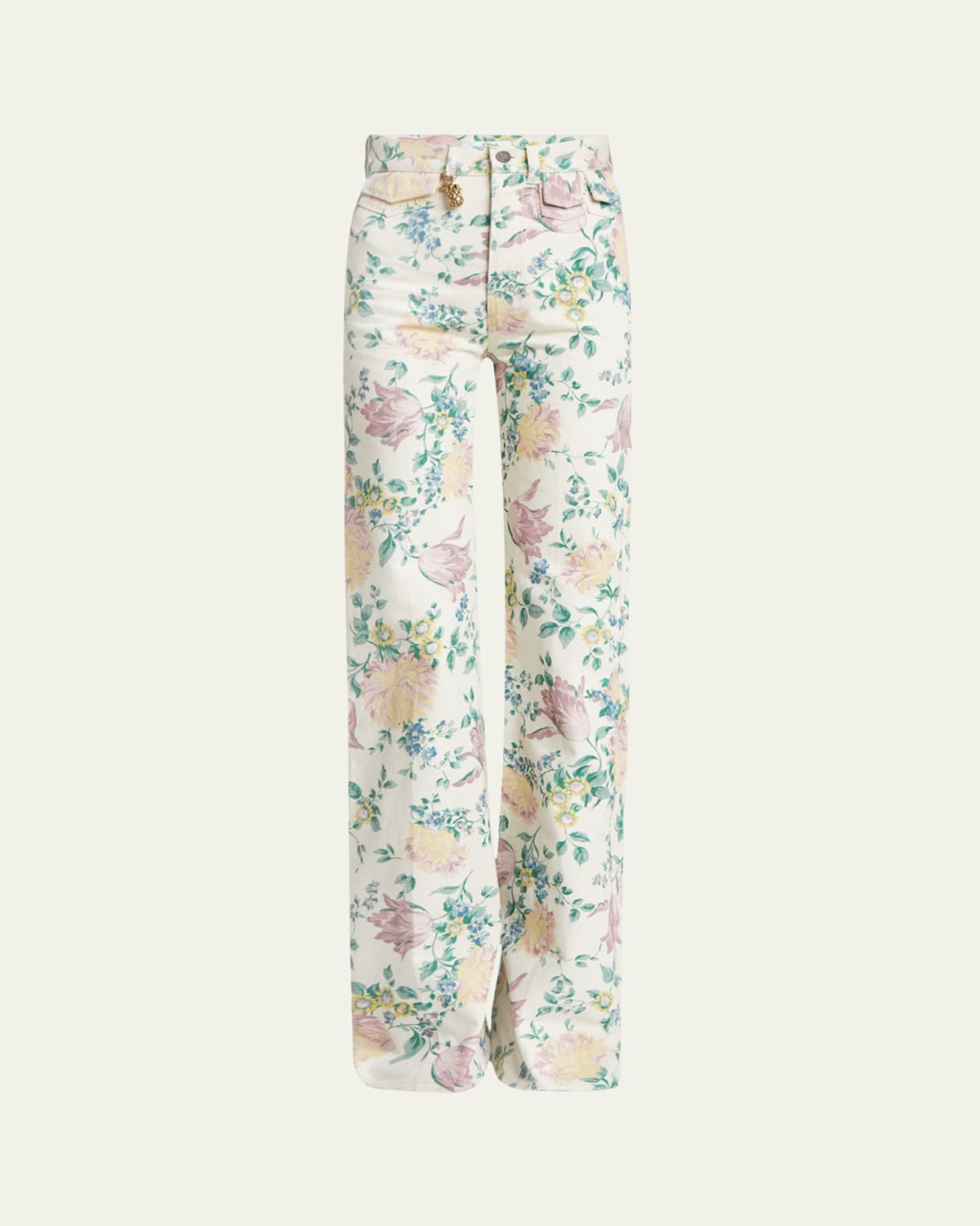 Floral High Rise Flared Jeans | Bergdorf Goodman