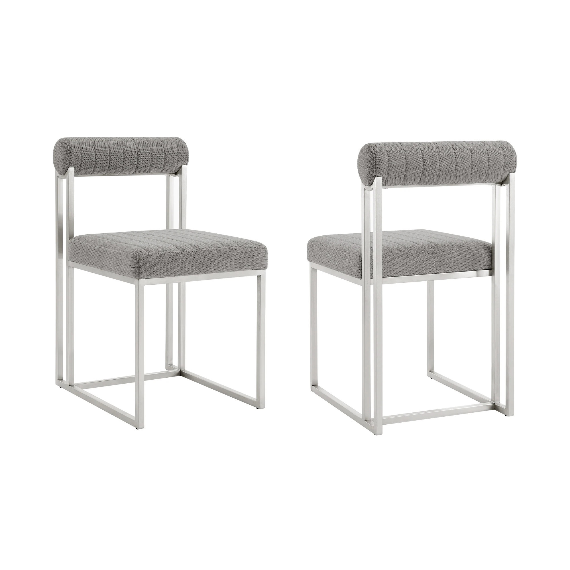 Armen Living Set of 2 Contemporary/Modern Synthetic Upholstered Dining Side Chair (Metal Frame) Stainless Steel in Gray | LCANSIBSLGRY | Lowe's