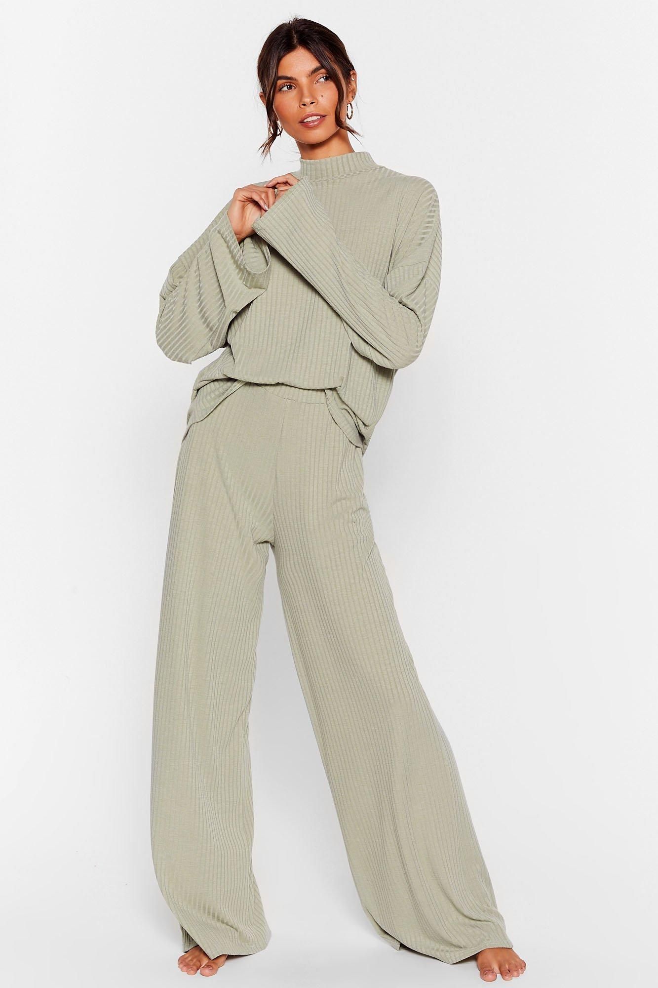 Womens Chill Out Wide-Leg Pants Lounge Set - Sage | NastyGal (US & CA)