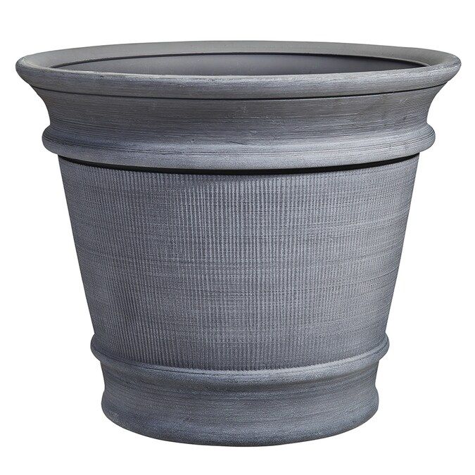Grosfillex 20.35-in W x 16.73-in H Lima Brushed Slate Resin Planter Lowes.com | Lowe's