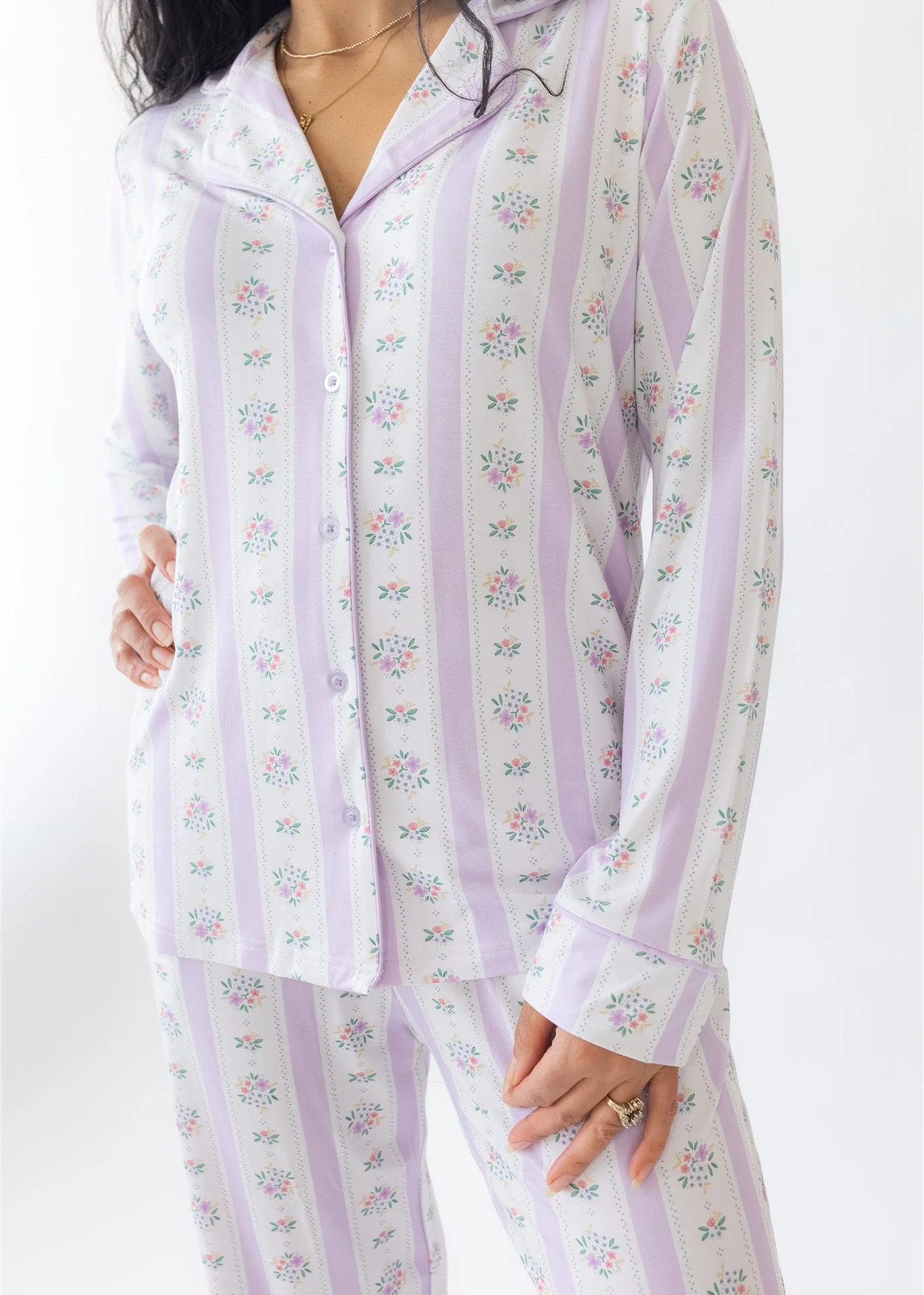 Lavender Stripe Women's PJ Set XS | Tiny Jams