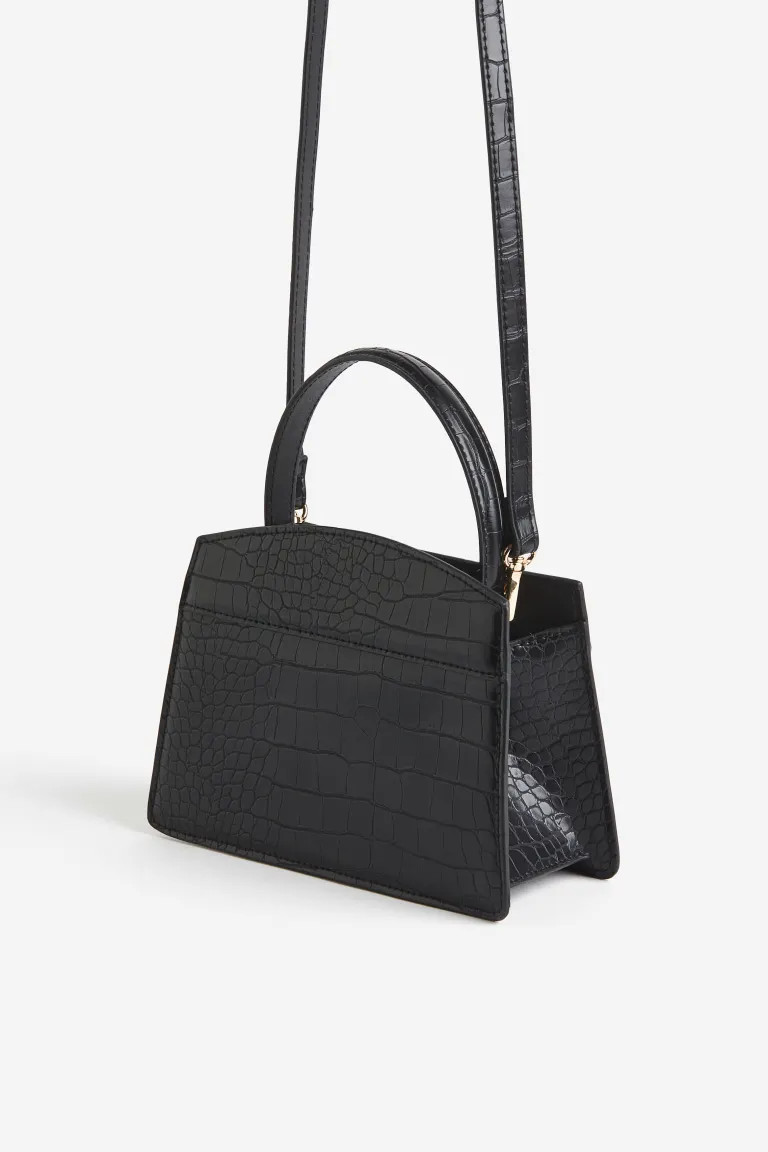 Small shoulder bag - Black/Crocodile-patterned - Ladies | H&M GB | H&M (UK, MY, IN, SG, PH, TW, HK)