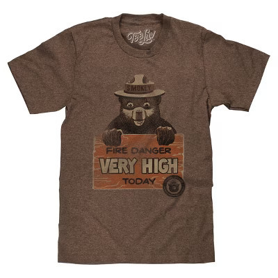 Tee Luv Smokey Fire Danger Very High T-Shirt - Brown Small | Target
