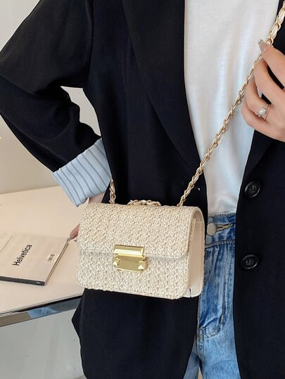 Mini Straw Chain Shoulder Bag | SHEIN