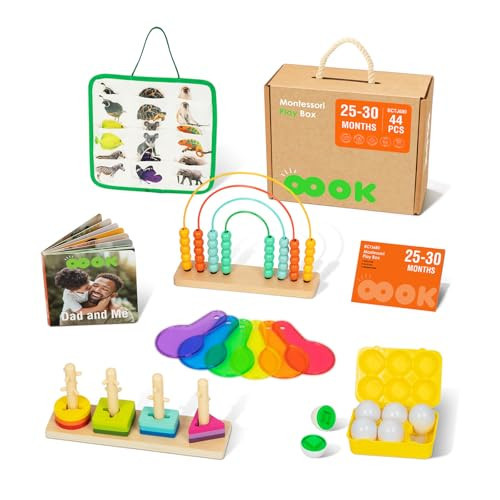 OOOK Montessori Toys for 2 Year Old, 7 in 1 Early Educationa Toy with Busy Book, Matching Eggs, Stacking Toys, Abacus for Kids Math and More, Nice Fine Motor Skill and Brain Development for Kids | Amazon (US)