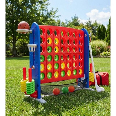 COZONY Giant 4 Connect Outdoor Game Set with Adjustable Height, Includes Golf, Basketball & Ring Toss for Parties | Target