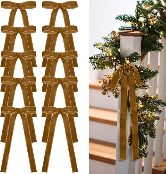 24 Pcs Velvet Bows Christmas Tree Ornaments Vintage Velvet Ribbon Bows for Tree Garland Wreath In... | Amazon (US)