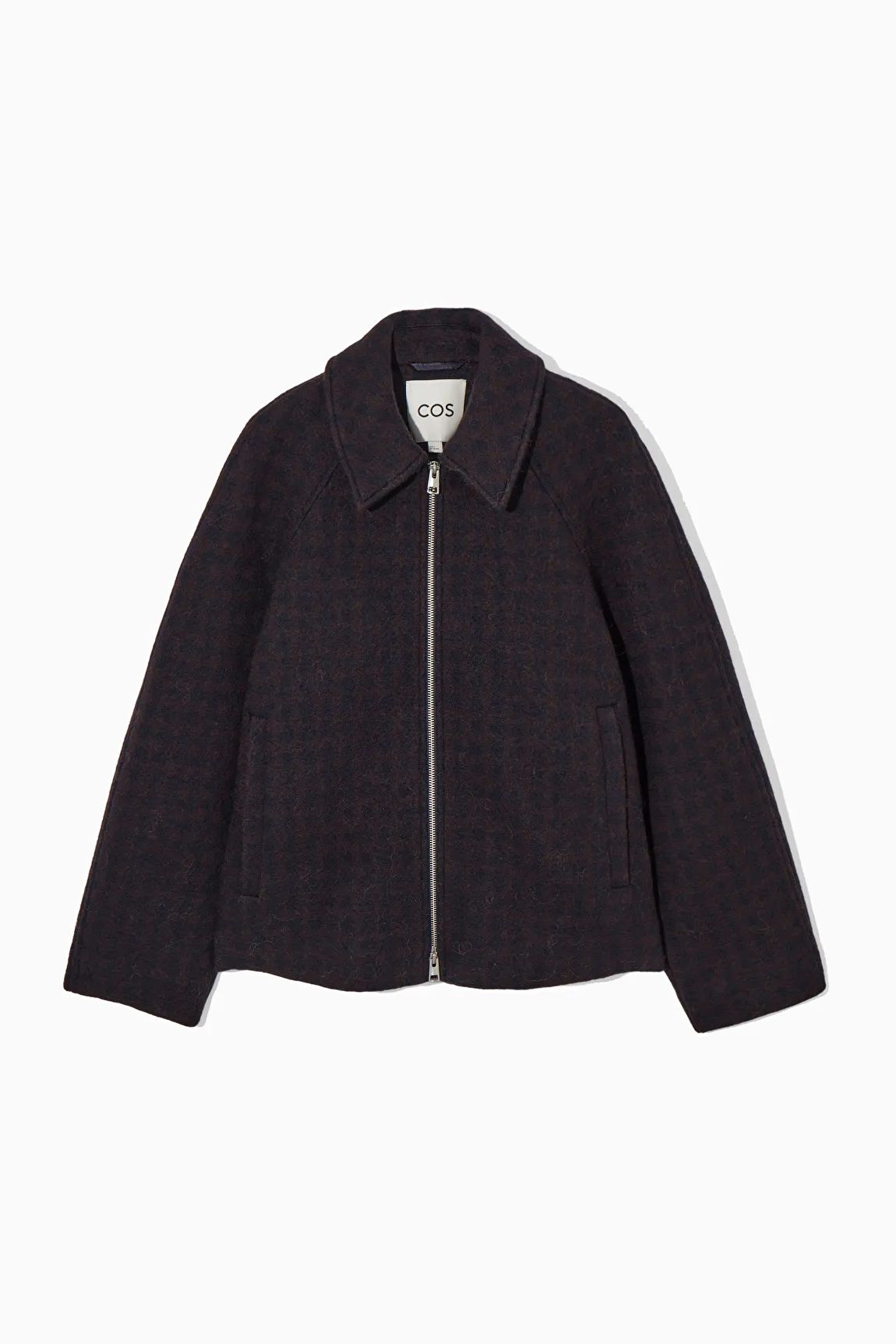 OVERSIZED BOILED-WOOL JACKET - NAVY / CHECKED - COS | COS UK