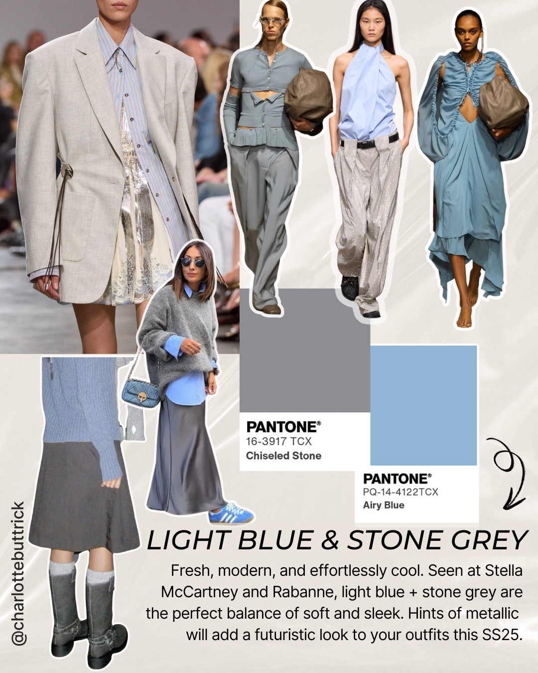 Colour trends 2025 - light blue - stone grey - spring outfits - summer outfits - trending - what to wear - colour combination - color combinations 

#LTKspring #LTKuk #LTKstyletip