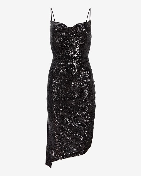 Sequin Cowl Neck Slip Dress | Express