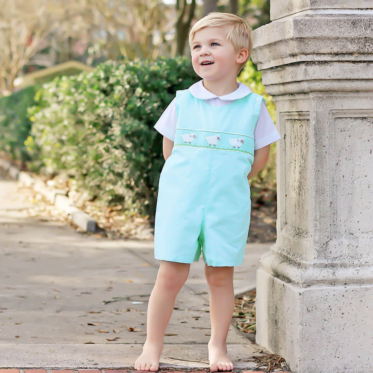 Baby Lamb Smocked Jon Jon Mint Gingham | Classic Whimsy