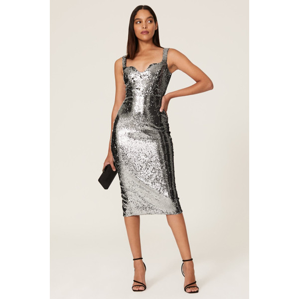 Dress The Population Sloane Sequin Dress silver | Rent the Runway