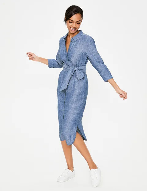Freya Linen Shirt Dress - Chambray | Boden (US)