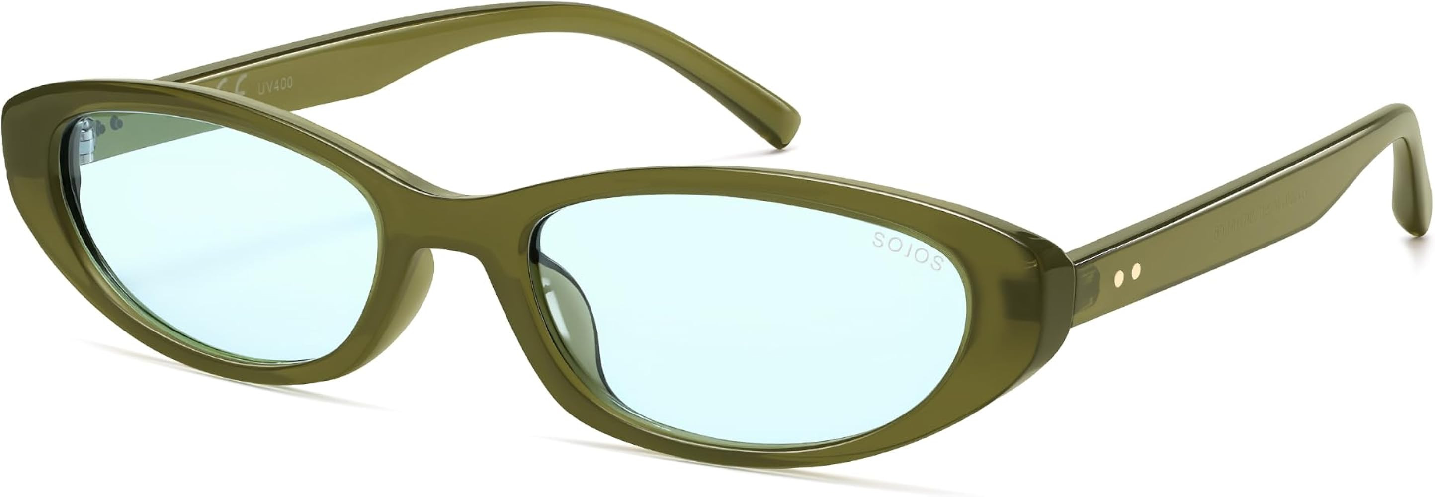 SOJOS Trendy Small Thin Y2k Cat Eye Polarized Sunglasses Womens Mens, 80s 90s Retro Oval Sunnies ... | Amazon (US)