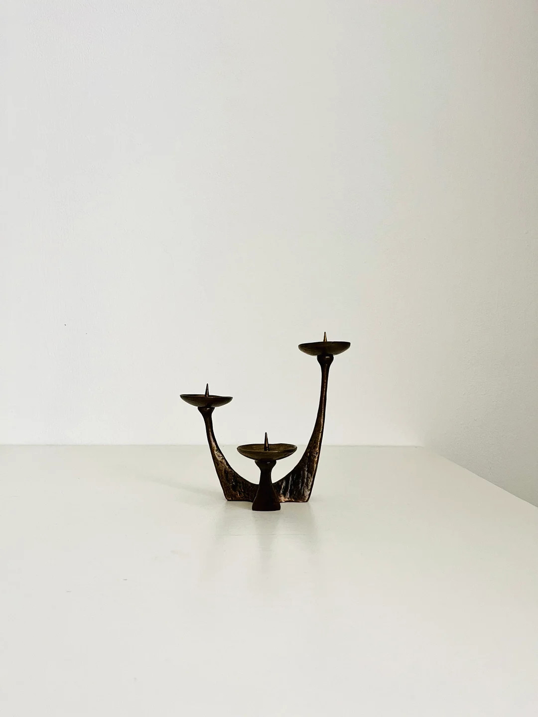 Modernist 3-armed Bronze Candle Holder, Brutalist Design 70s - Etsy | Etsy (US)