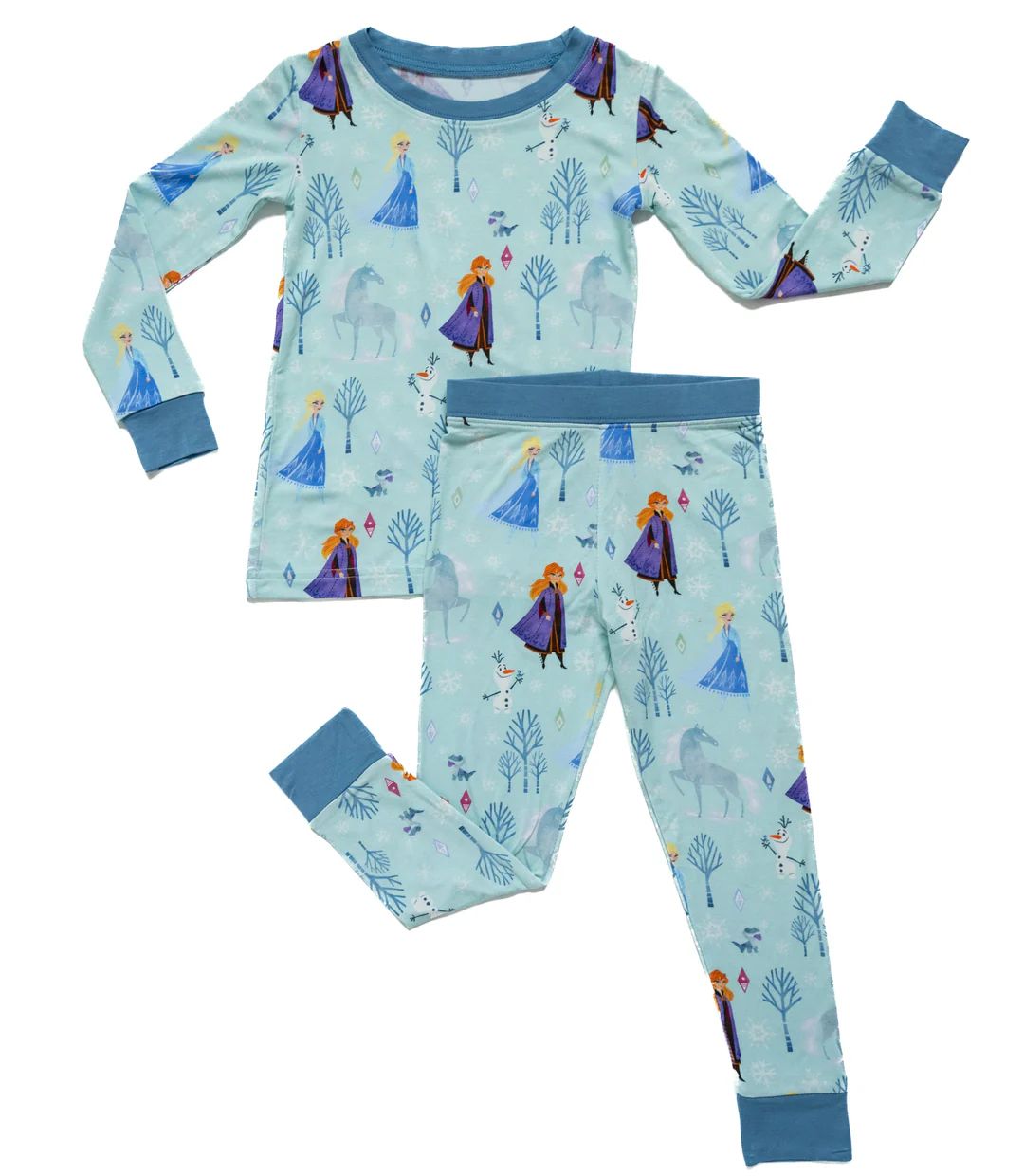 Disney Frozen Anna & Elsa Two-Piece Bamboo Viscose Pajama Set | Little Sleepies