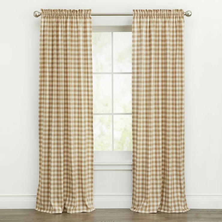 Kate Aurora Country Farmhouse Plaid Gingham Buffalo Check Cotton Blend Rod Pocket Window Curtains | Target