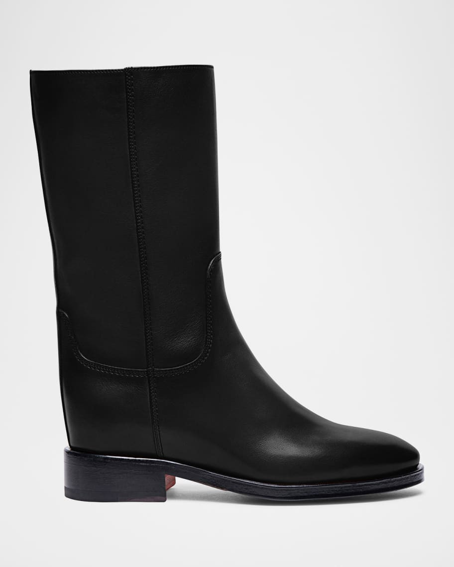 Santoni Fleeces Leather Mid Boots | Neiman Marcus