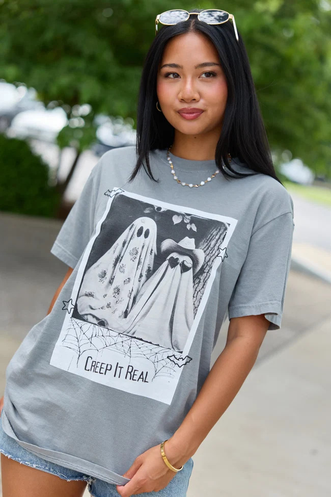 Creep It Real Grey Graphic Tee | Pink Lily