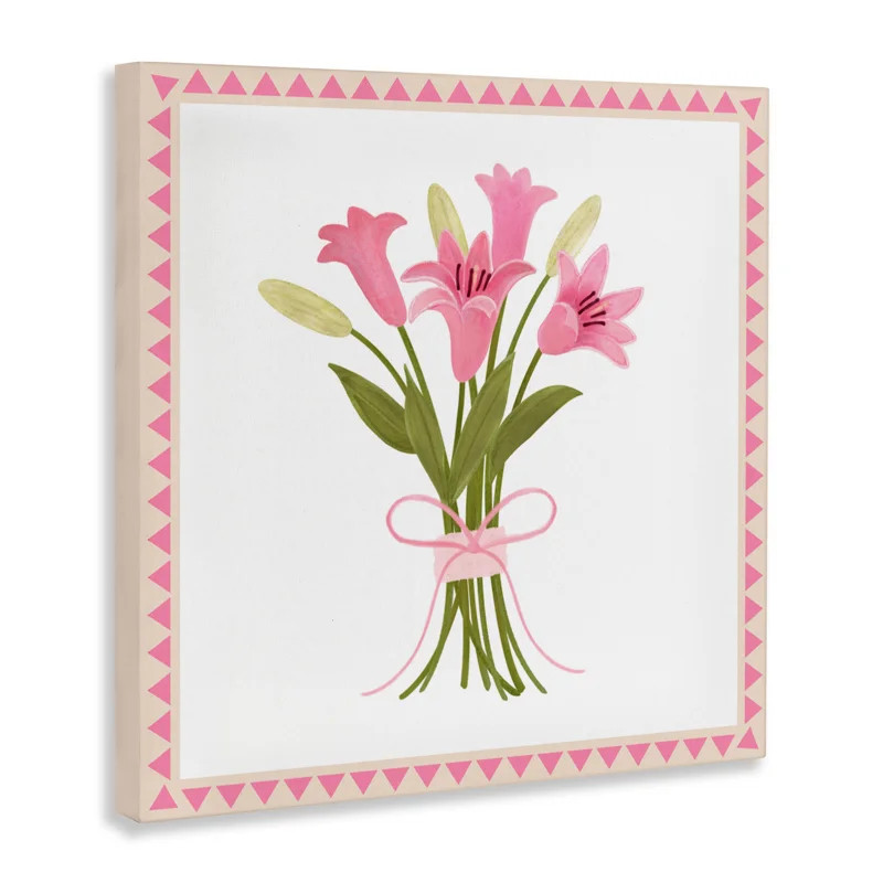 Pink Spring Lily Bouquet Canvas, design by Adrienne Morris | Wayfair North America