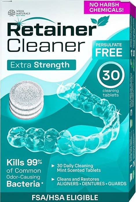 Weiss Naturals Retainer Cleaner Tablets, Invisalign Cleaner, Remove Stains, Odors & Plaque, PERSU... | Amazon (US)