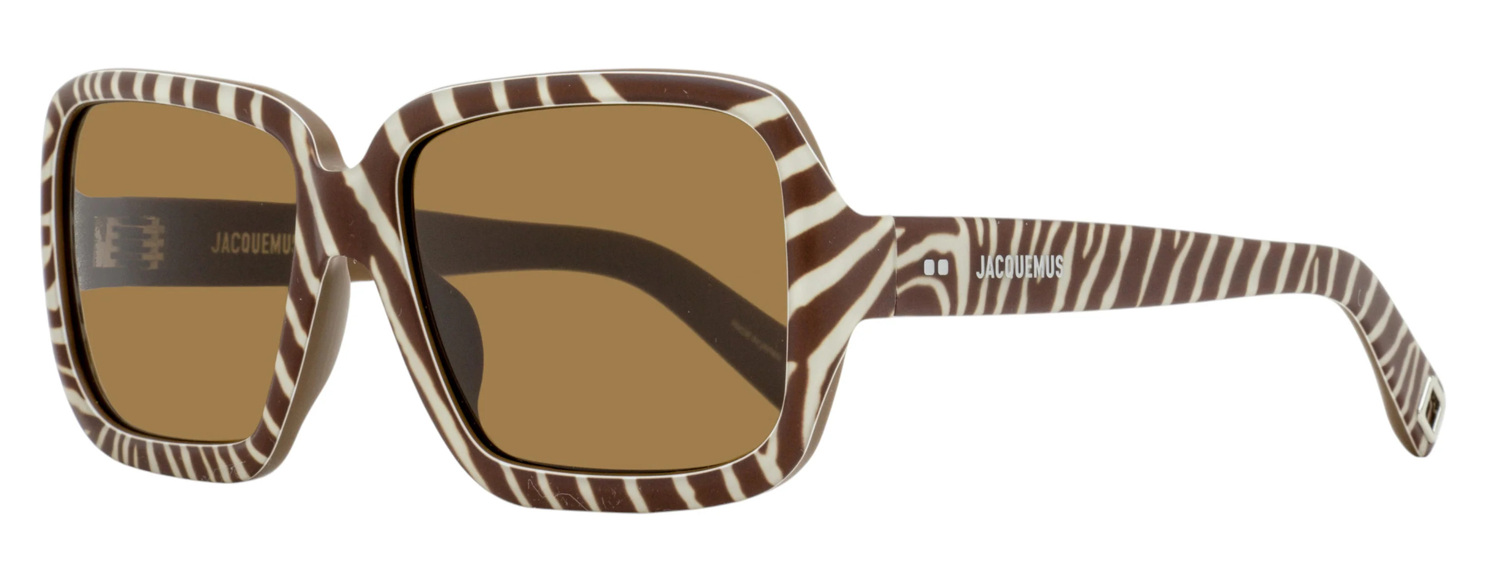 Jacquemus Women's Cabana Sunglasses JAC86S 004 Brown Zebra 60mm | Shop Simon