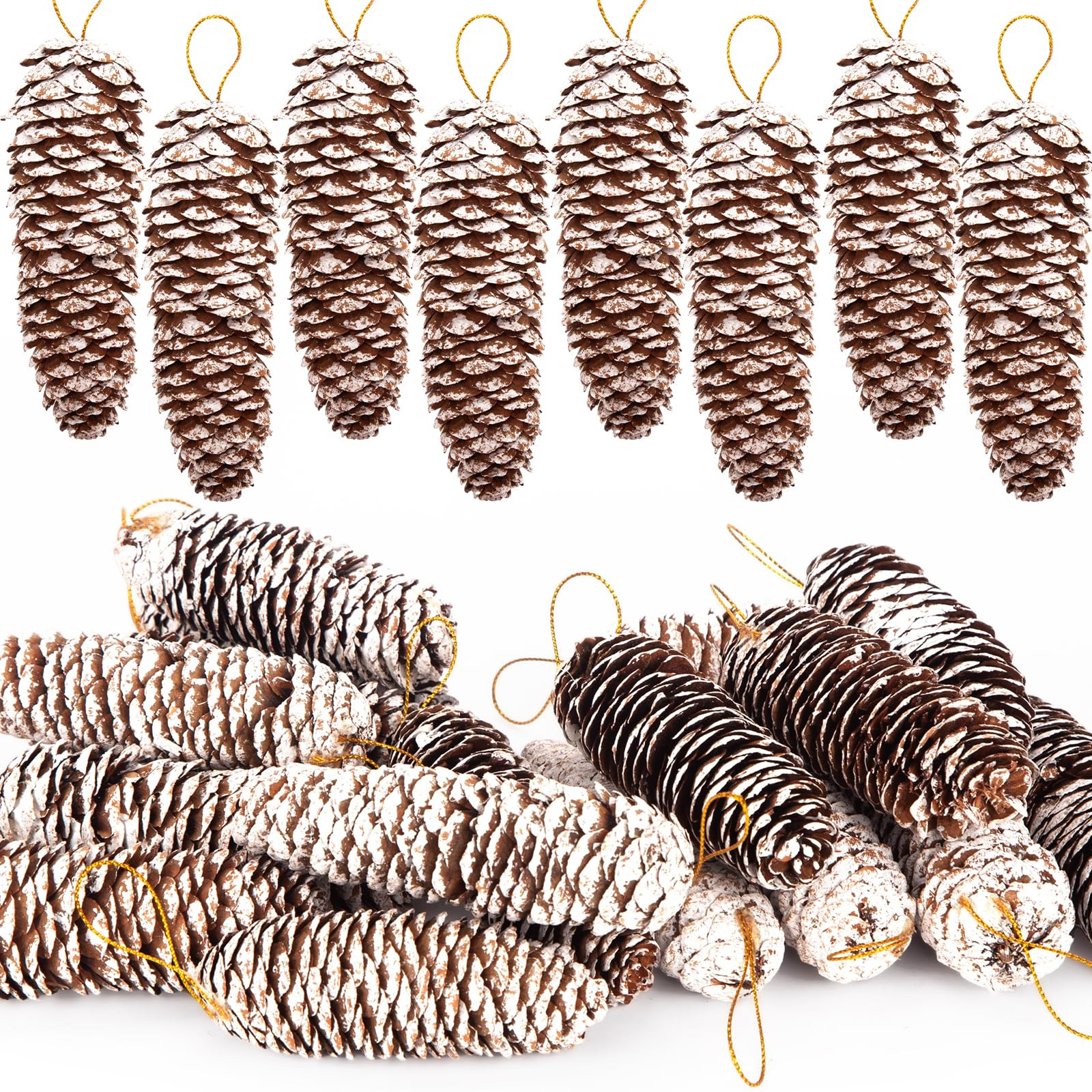 JOHOUSE 18PCS Snow Pinecone Ornaments, Large Spruce Pinecones Hanging Pinecones for Decorating Na... | Amazon (US)