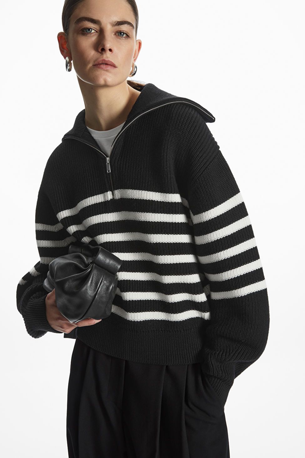 WOOL AND COTTON HALF-ZIP SWEATER | COS (US)