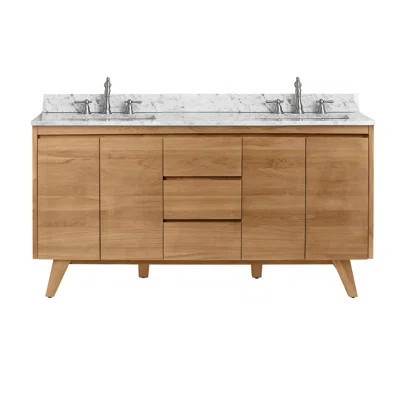 Coventry 60" Double Bathroom Vanity with Carrara Marble Top | Wayfair North America